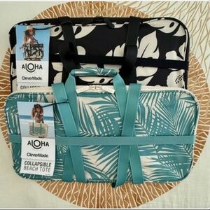 ALOHA Collapsible Beach Tote BUNDLE. Set of 2.